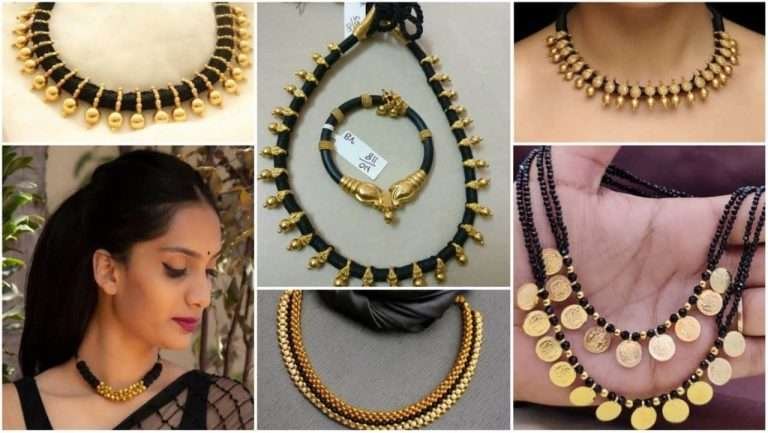 Gold finish multi colour traditional maharashtrian thushi Jewellery for women