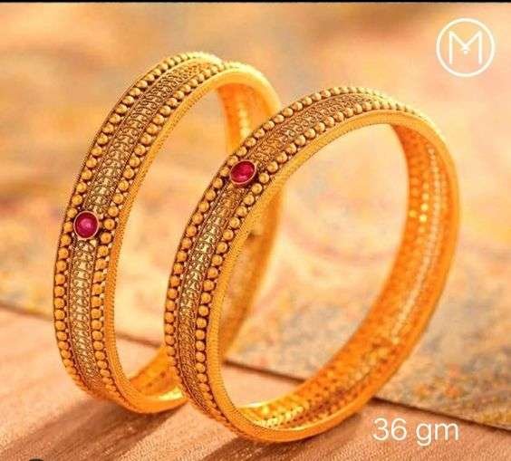 22Kt Gold Bangle Kada pair (3)