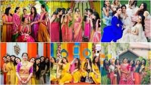 Bridsmaids in mismatched outfit trend