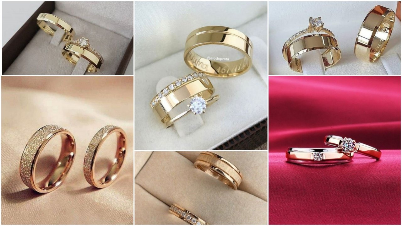 Couple wedding ring gold jewellery design