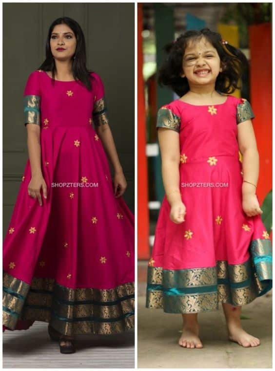 Mother and Daughter Same Dress Designing Ideas (6)