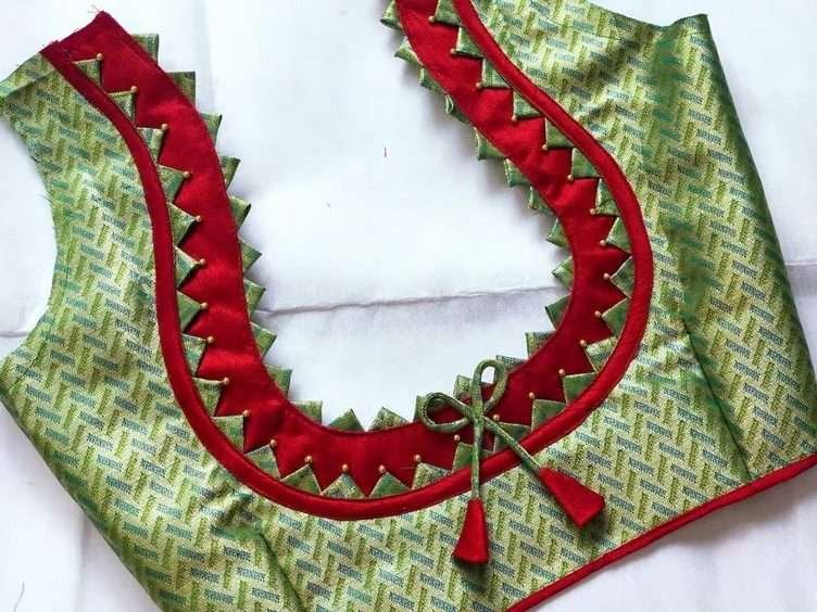 Very Beautiful Patchwork Blouse Back Neck Design (4)