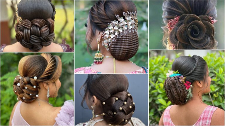 Elegant Pearl-Studded Low Bun Hairstyle for Special Occasions