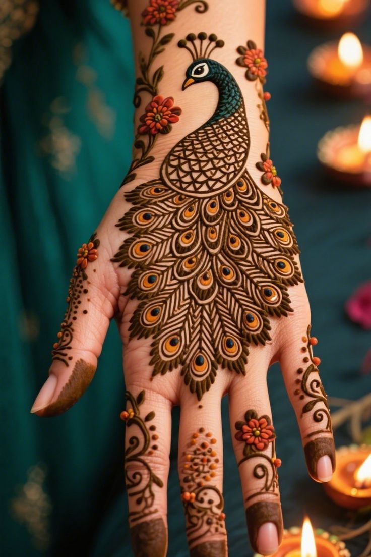Beautiful Peacock Mehndi 8