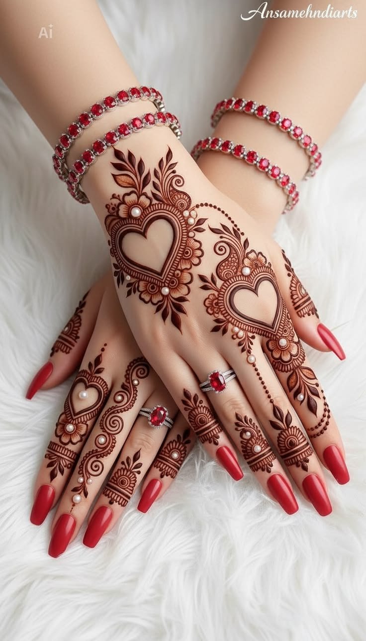 Mehndi with Pearls – Elegant & Creative Mehndi Design Ideas with Pearl Decoration Mehndi with Pearls 2