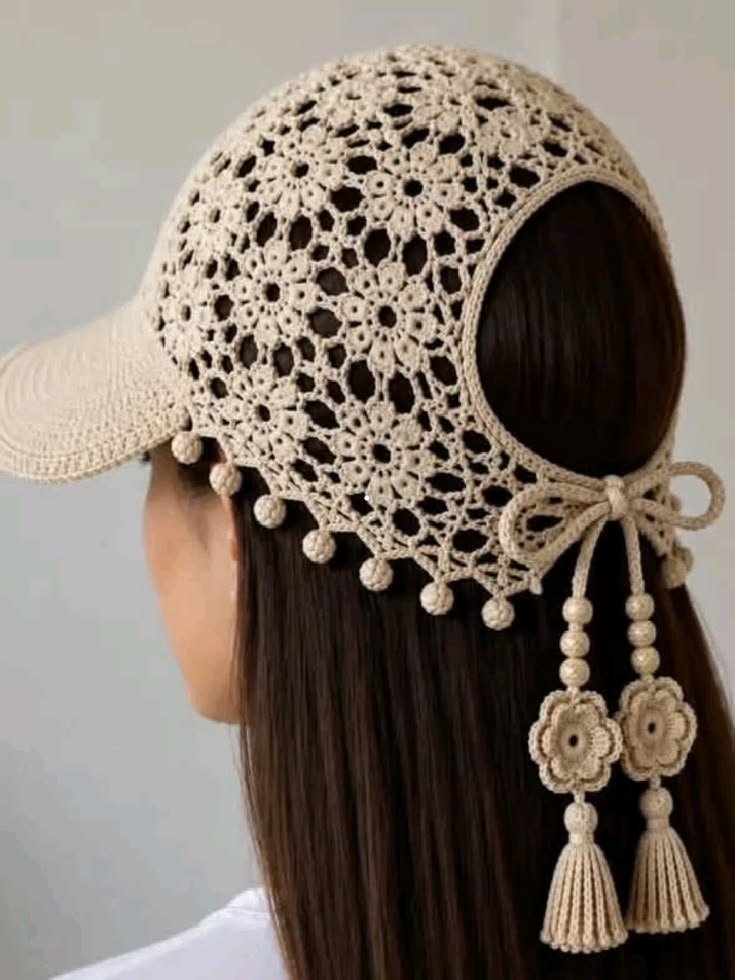 Beautiful crochet headscarf ideas with flowers, leaves, butterflies and beads 9a63d3e8b42709e8d3c495ccbd74dceb