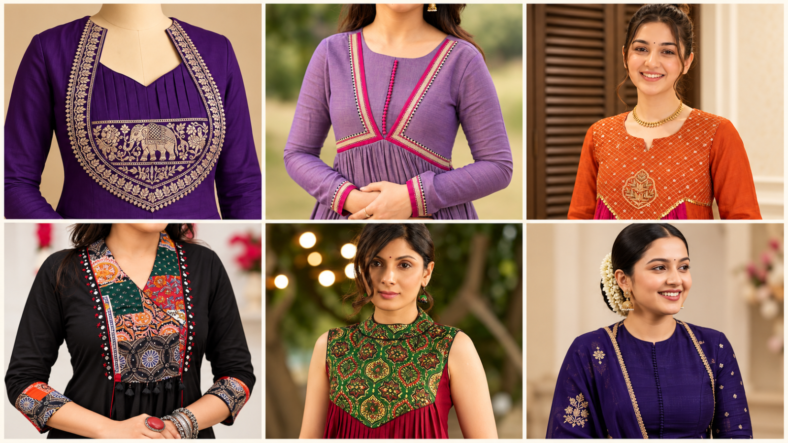 yoke neck kurti designs
